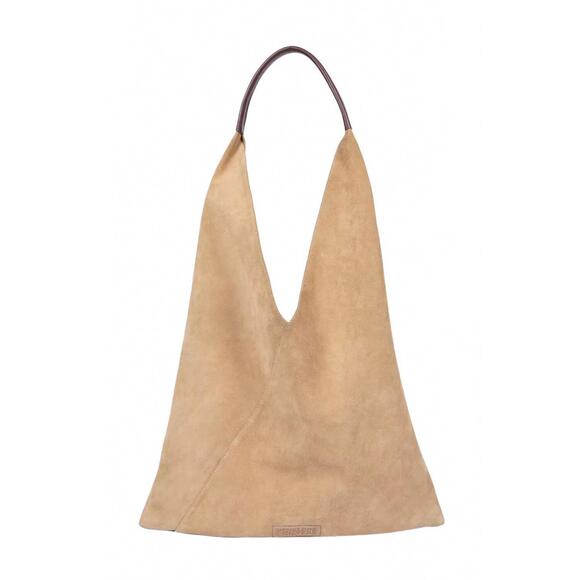 NEW PENELOPE CHILVERS women's triangle suede bag in beige